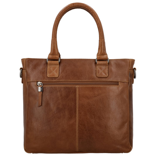 Braune Ledertasche 33,5x28cm mit Kurzgriff & Umhängeriemen aus Echtleder