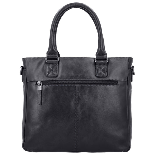 Marineblaue Ledertasche 33,5x28cm mit Umhängeriemen & Kurzgriff