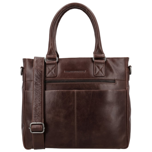 Dunkelbraune Business Ledertasche 33,5x28cm mit Schulterriemen