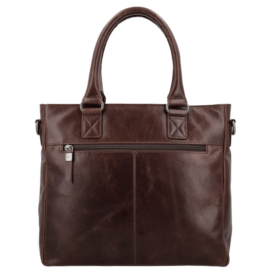 Dunkelbraune Business Ledertasche 33,5x28cm mit Schulterriemen