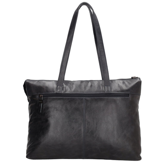 Businesstasche 41 x 30cm in Dunkelblau aus Leder mit Reißverschluss - leder-accessoires.com
