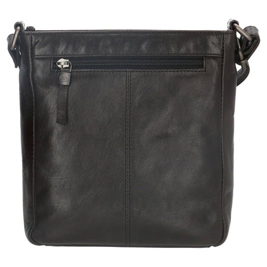 Schultertasche 23 x 24cm in Schwarz aus Leder mit Reißverschluss
