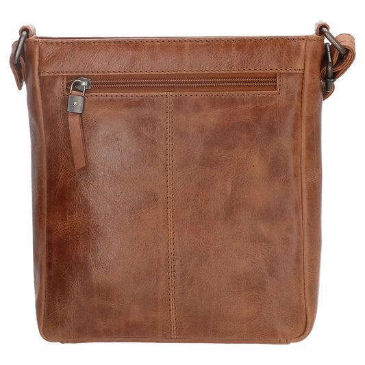 Schultertasche 23 x 24cm in Braun aus Leder mit Reißverschluss