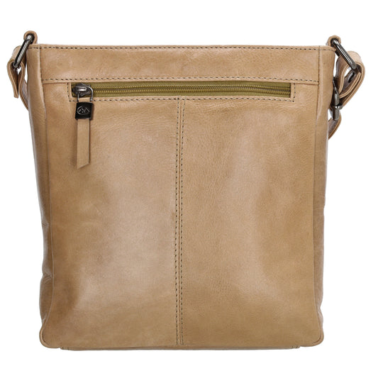Schultertasche 23 x 24cm in Taupe aus Leder mit Reißverschluss