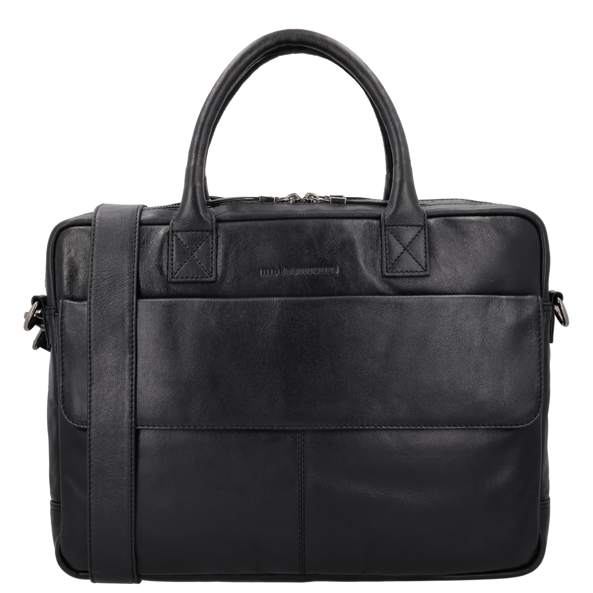 Business-| Laptoptasche 41x31x11cm in Schwarz mit Reißverschluss - leder-accessoires.com