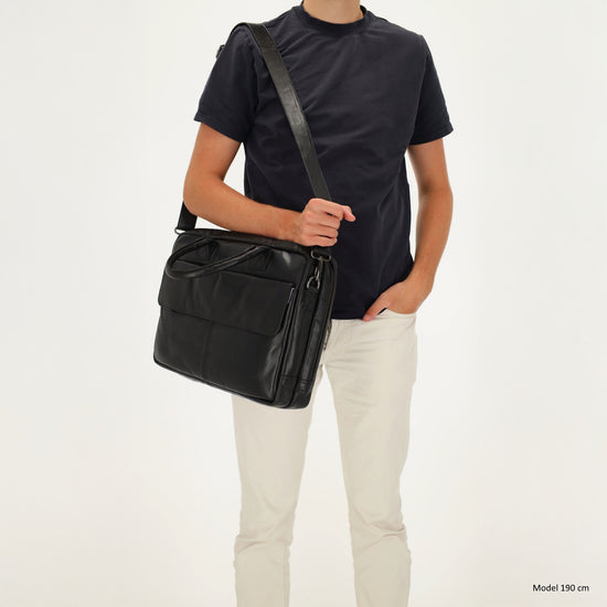 Business-| Laptoptasche 41x31x11cm in Schwarz mit Reißverschluss - leder-accessoires.com