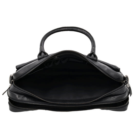 Business-| Laptoptasche 41x31x11cm in Schwarz mit Reißverschluss - leder-accessoires.com