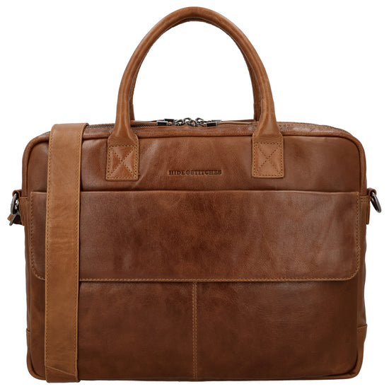 Business-| Laptoptasche 41x31x11cm in Cognac mit Reißverschluss - leder-accessoires.com