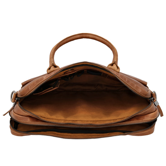 Business-| Laptoptasche 41x31x11cm in Cognac mit Reißverschluss - leder-accessoires.com
