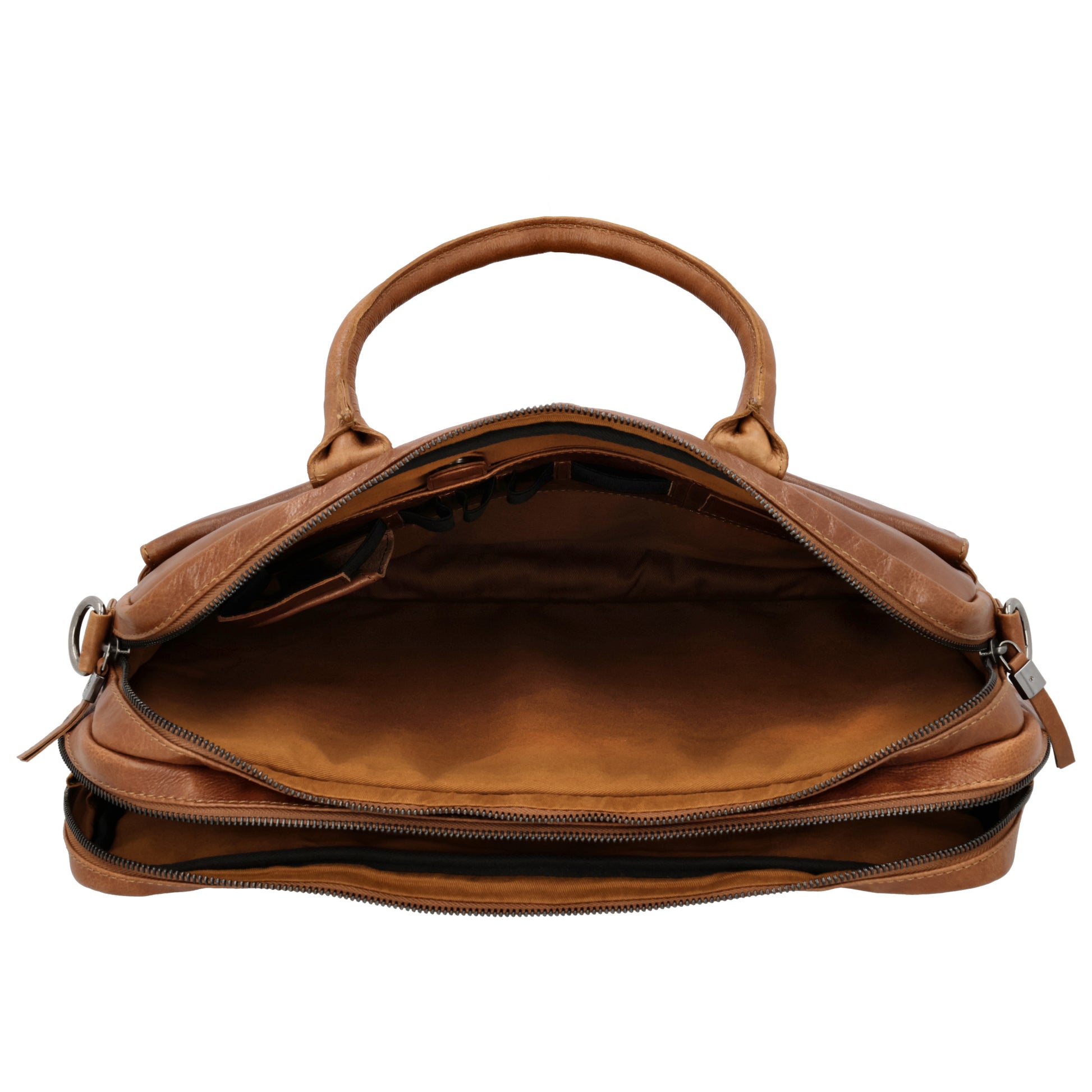 Business-| Laptoptasche 41x31x11cm in Cognac mit Reißverschluss - leder-accessoires.com
