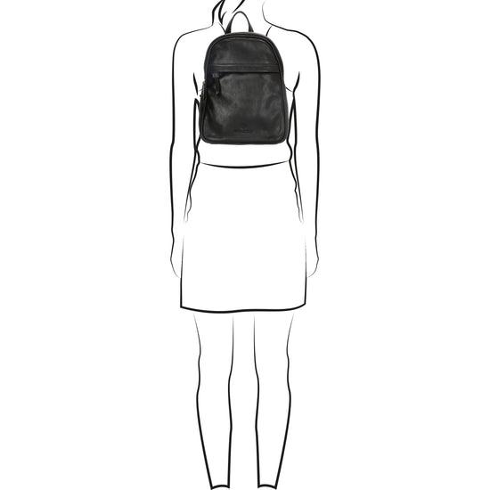 Rucksack 20x 27cm in Schwarz aus Leder - leder-accessoires.com
