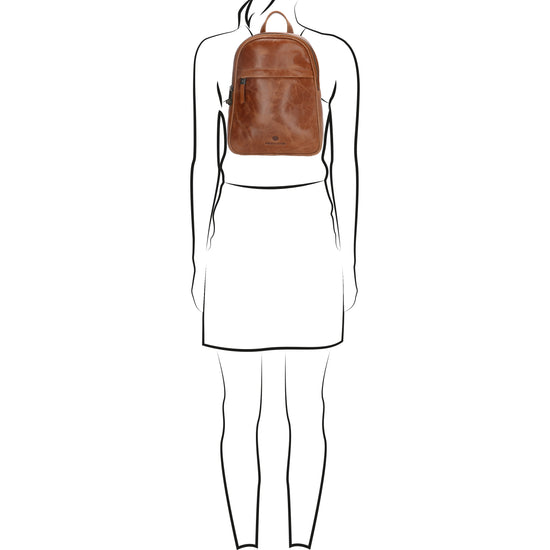 Rucksack 20x 27cm in Cognac aus Leder - leder-accessoires.com