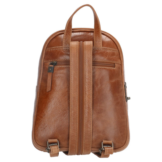 Rucksack 20x 27cm in Cognac aus Leder - leder-accessoires.com