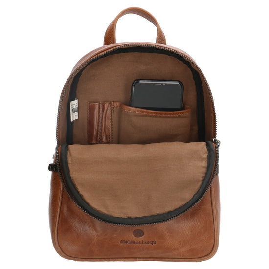 Rucksack 20x 27cm in Cognac aus Leder - leder-accessoires.com