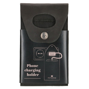 Handyhalter als Ladestation 10,5x16cm aus Leder in Schwarz
