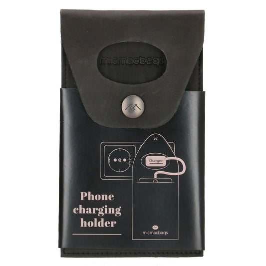 Handyhalter als Ladestation 10,5x16cm aus Leder in Schwarz