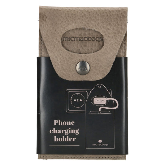 Handyhalter als Ladestation 10,5x16cm aus Leder in Grau