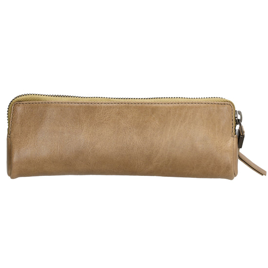 Stiftetui-| mäppchen 22 x 8cm in Taupe aus Leder - leder-accessoires.com