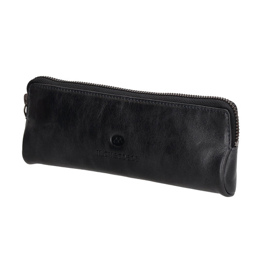 Stiftetui-| mäppchen 22 x 8cm in Dunkelblau aus Leder - leder-accessoires.com
