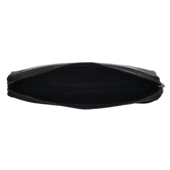 Stiftetui-| mäppchen 22 x 8cm in Dunkelblau aus Leder - leder-accessoires.com
