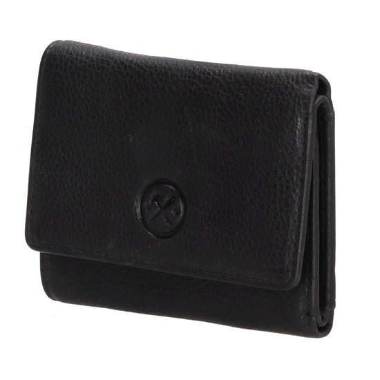 Lederbörse 10x8cm mit Überschlag in Schwarz und RFID-Schutz - leder-accessoires.com