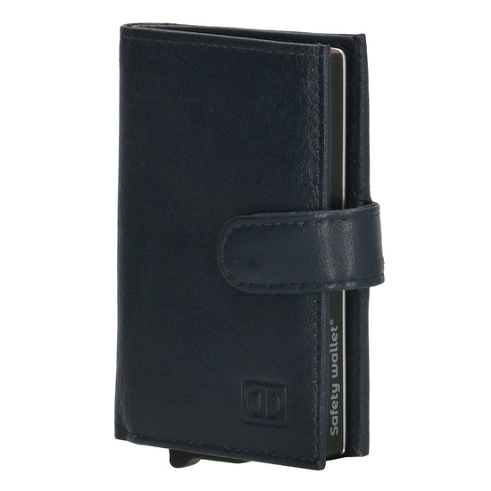 Kartenetui| Safty Wallet 7x10cm in Blau|Marine mit Druckknopf - leder-accessoires.com