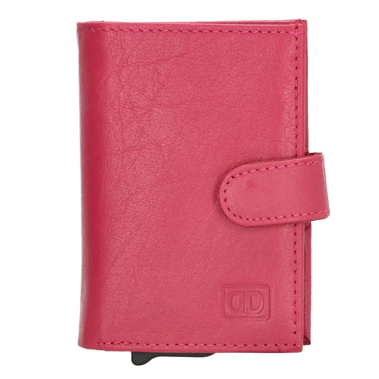 Kartenetui| Safty Wallet 7x10cm in Pink mit Druckknopf - leder-accessoires.com