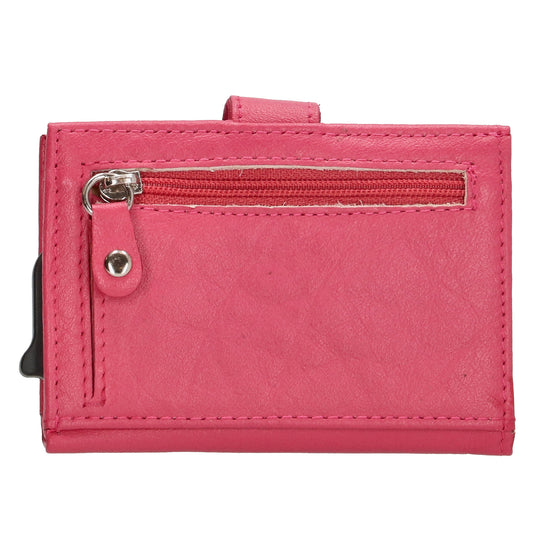 Kartenetui| Safty Wallet 7x10cm in Pink mit Druckknopf - leder-accessoires.com