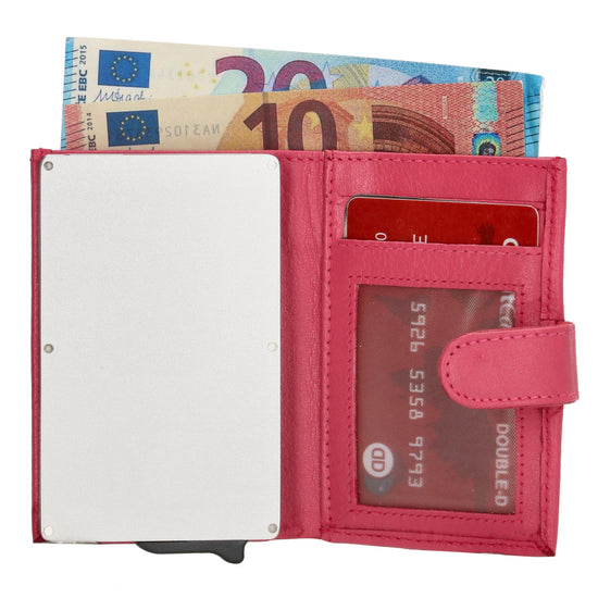 Kartenetui| Safty Wallet 7x10cm in Pink mit Druckknopf - leder-accessoires.com