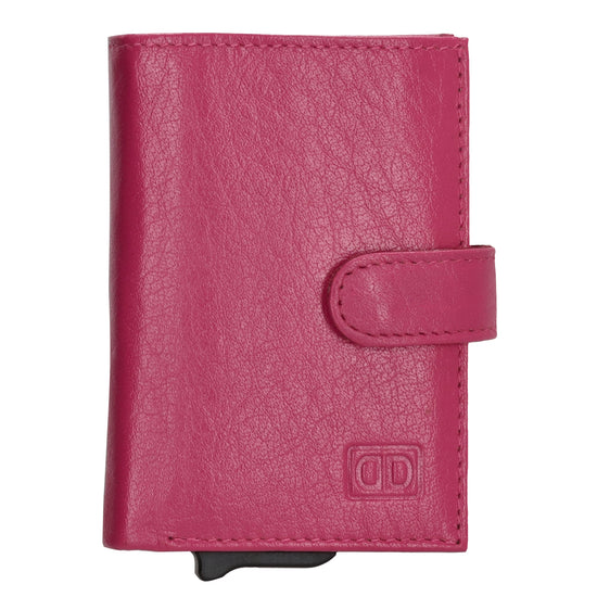 Kartenetui| Safty Wallet 7x10cm in Fuchsia|Beere mit Druckknopf - leder-accessoires.com