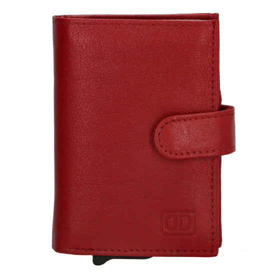 Kartenetui| Safty Wallet 7x10cm in Rot mit Druckknopf - leder-accessoires.com