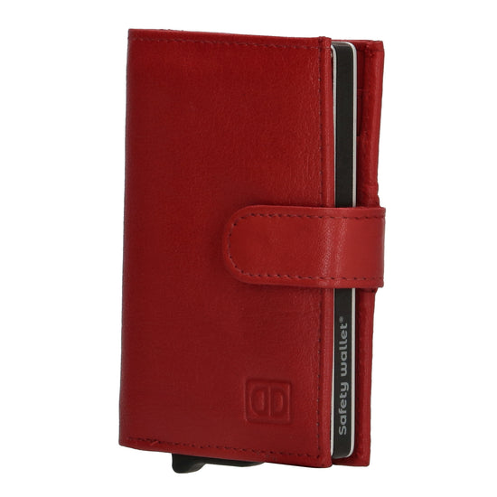 Kartenetui| Safty Wallet 7x10cm in Rot mit Druckknopf - leder-accessoires.com