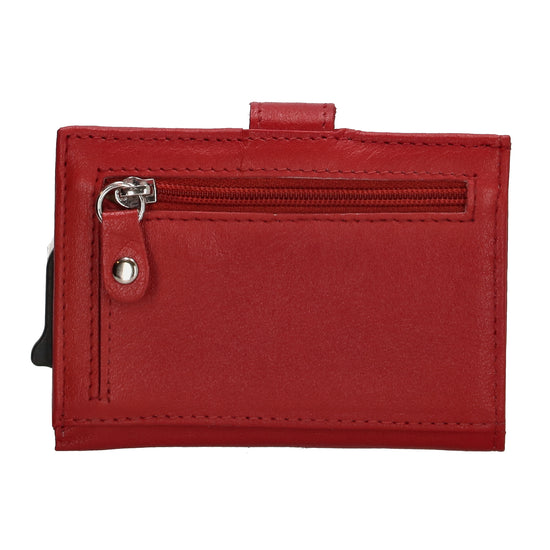 Kartenetui| Safty Wallet 7x10cm in Rot mit Druckknopf - leder-accessoires.com
