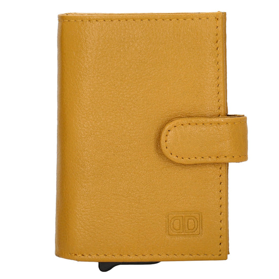 Kartenetui| Safty Wallet 7x10cm in Gelb mit Druckknopf - leder-accessoires.com