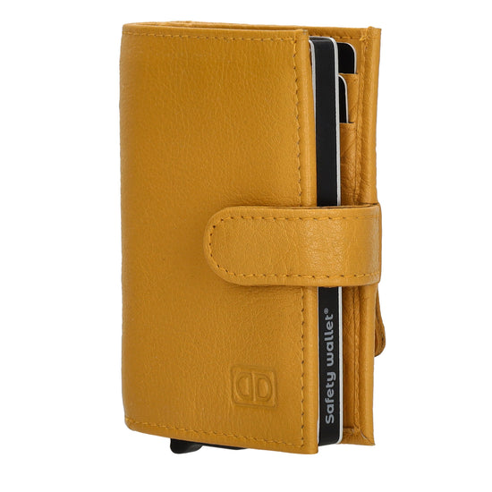 Kartenetui| Safty Wallet 7x10cm in Gelb mit Druckknopf - leder-accessoires.com