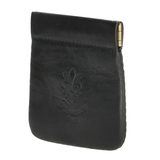 Schüttelbörse 5x5xcm in Schwarz aus Leder - leder-accessoires.com