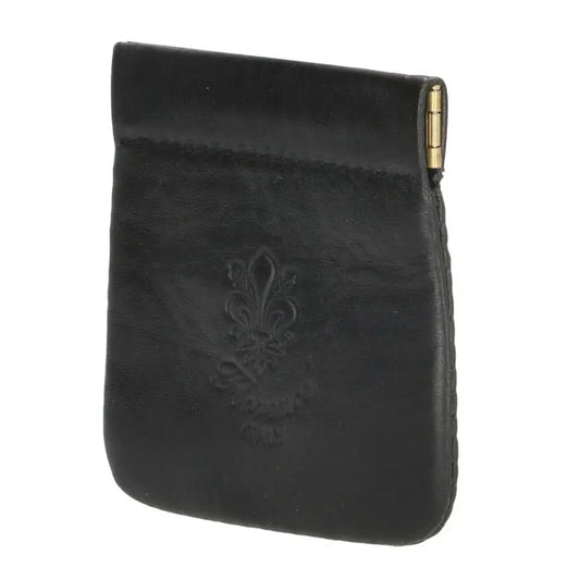 Schüttelbörse 5x5xcm in Schwarz aus Leder - leder-accessoires.com