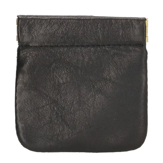 Schüttelbörse 5x5xcm in Schwarz aus Leder - leder-accessoires.com