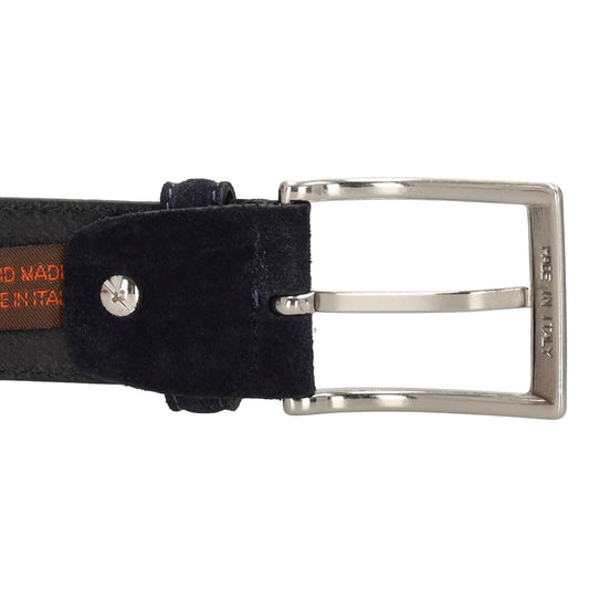 Dunkelblauer Veloursleder Gürtel 3,5cm breit mit satinierter Schließe
