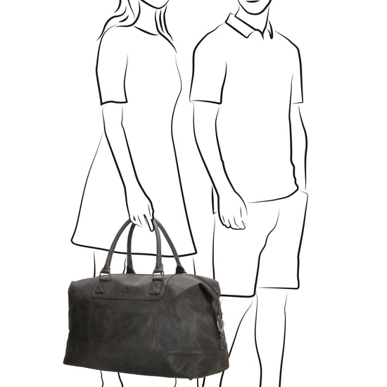 Reisetasche 52 x 32 in Schwarz aus Leder - leder-accessoires.com