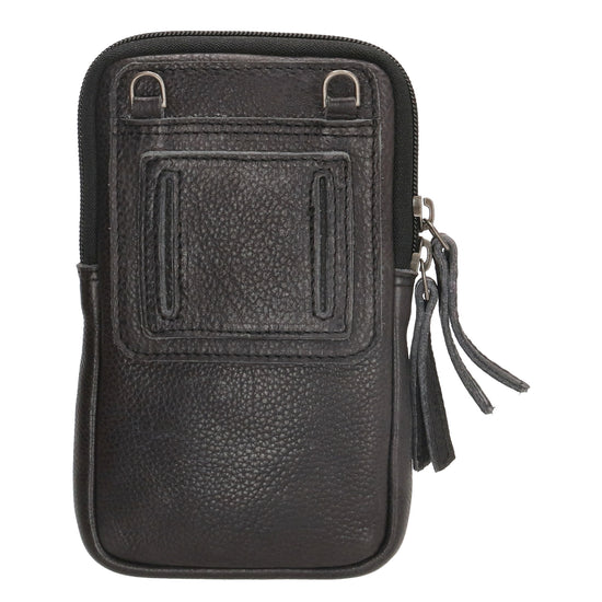 Handytasche | Minibag 10x18cm in Schwart mit Reißverschluss - leder-accessoires.com