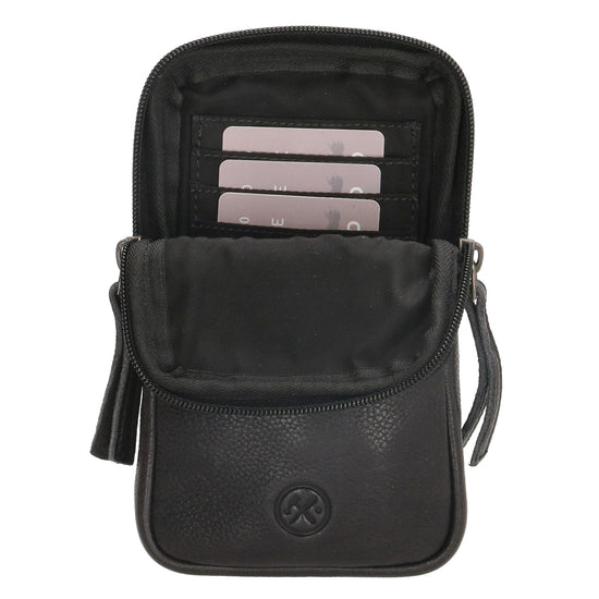 Handytasche | Minibag 10x18cm in Schwart mit Reißverschluss - leder-accessoires.com