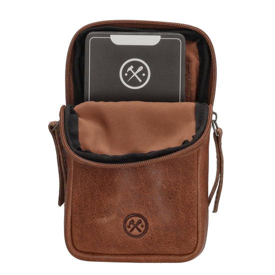 Handytasche | Minibag 10x18cm in Cognac mit Reißverschluss - leder-accessoires.com