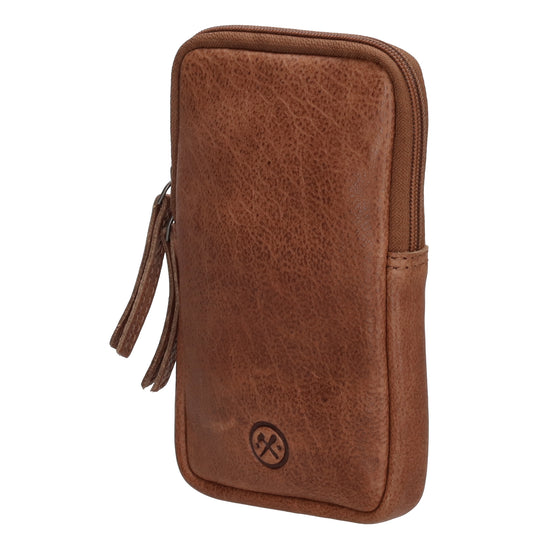 Handytasche | Minibag 10x18cm in Cognac mit Reißverschluss - leder-accessoires.com