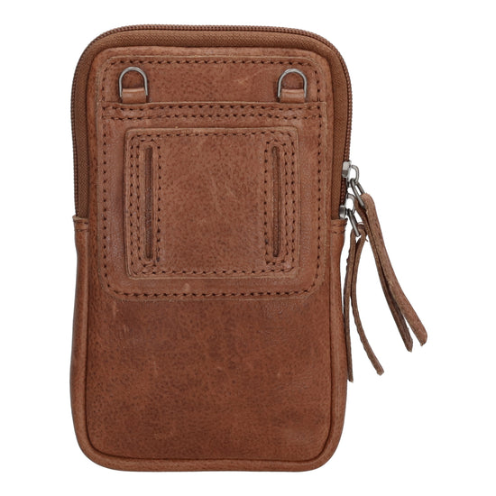 Handytasche | Minibag 10x18cm in Cognac mit Reißverschluss - leder-accessoires.com