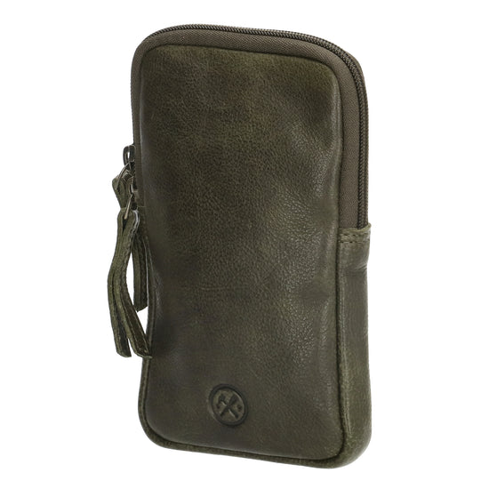 Handytasche | Minibag 10x18cm in Olivgrün mit Reißverschluss - leder-accessoires.com