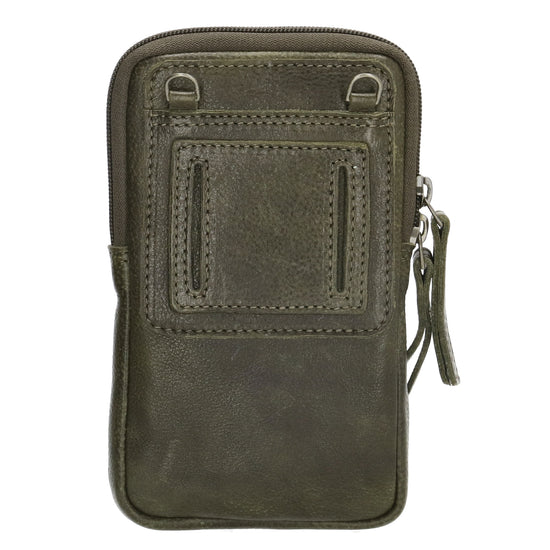 Handytasche | Minibag 10x18cm in Olivgrün mit Reißverschluss - leder-accessoires.com