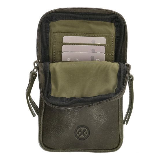 Handytasche | Minibag 10x18cm in Olivgrün mit Reißverschluss - leder-accessoires.com