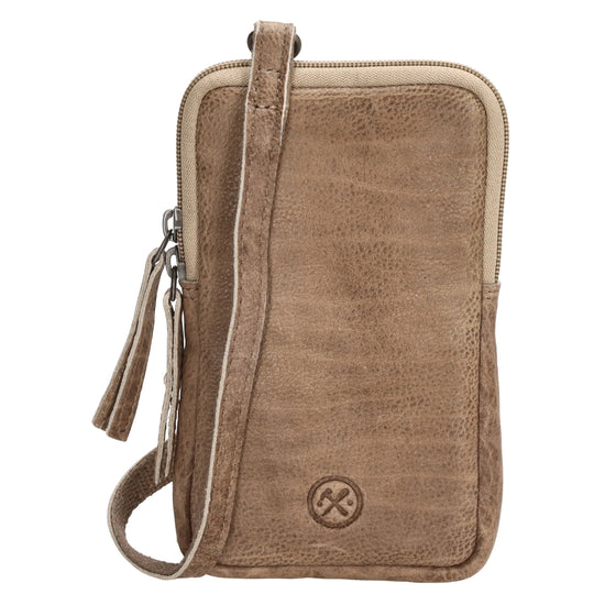 Handytasche | Minibag 10x18cm in Sand|Taupe mit Reißverschluss - leder-accessoires.com