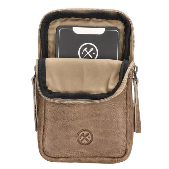 Handytasche | Minibag 10x18cm in Sand|Taupe mit Reißverschluss - leder-accessoires.com